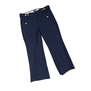 JCrew navy blue sailor ankle pants trousers with gold buttons and pockets sz 8